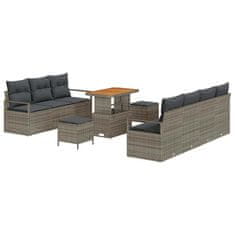 Vidaxl Vrtna sedežna garnitura z blazino 10 pcs Siva 90 x 55 x 71 cm
