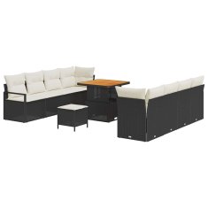 Vidaxl Vrtna sedežna garnitura z blazino Črna in krem 80 x 80 x 71 cm