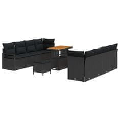 Vidaxl Vrtna sedežna garnitura z blazino Črna 90 x 55 x 71 cm