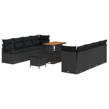 Vidaxl Vrtna sedežna garnitura z blazino Črna 90 x 55 x 71 cm