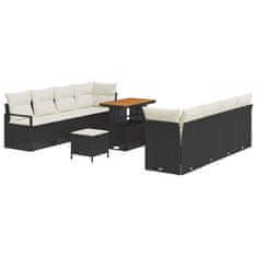 Vidaxl Vrtna sedežna garnitura z blazino Črna in krem 90 x 55 x 71 cm