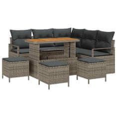 Vidaxl Vrtna sedežna garnitura z blazino 9 pcs Siva 110 x 55 x 71 cm