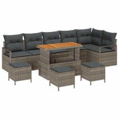 Vidaxl Vrtna sedežna garnitura z blazino 10 pcs Siva 110 x 55 x 71 cm