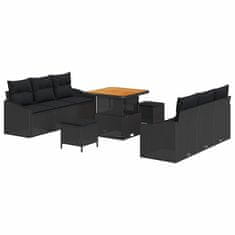 Vidaxl Vrtna sedežna garnitura z blazino 9 pcs Črna 80 x 80 x 71 cm