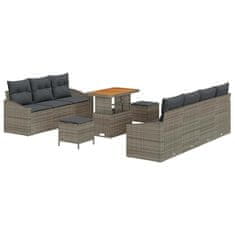 Vidaxl Vrtna sedežna garnitura z blazino 10 pcs Siva 90 x 55 x 71 cm