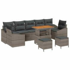 Vidaxl Vrtna sedežna garnitura z blazino 10 pcs Siva 90 x 55 x 71 cm