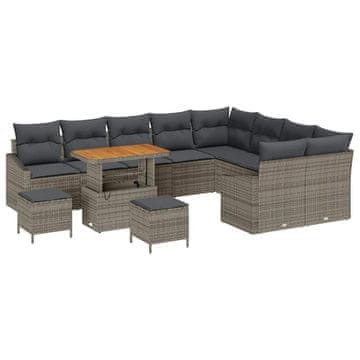 Vidaxl Vrtna sedežna garnitura z blazino 12 pcs Siva 90 x 55 x 71 cm