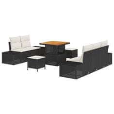Vidaxl Vrtna sedežna garnitura 8 pcs Črna in krem 80 x 80 x 71 cm