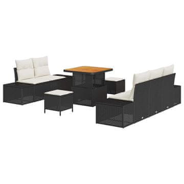 Vidaxl Vrtna sedežna garnitura 8 pcs Črna in krem 80 x 80 x 71 cm