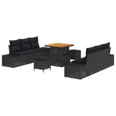 Vidaxl Vrtna sedežna garnitura z blazino 9 pcs Črna 80 x 80 x 71 cm