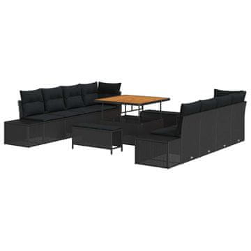 Vidaxl Vrtna sedežna garnitura Črna 100 x 100 x 71 cm Poly ratan