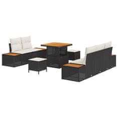 Vidaxl Vrtna sedežna garnitura 8 pcs Črna in krem 80 x 80 x 71 cm