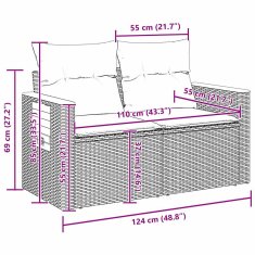 Vidaxl Vrtna sedežna garnitura z blazino 10 pcs Siva 80 x 80 x 71 cm