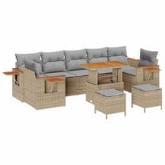 Vidaxl Vrtna sedežna garnitura 10 pcs Bež 90 x 55 x 71 cm Poly ratan