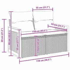 Vidaxl Vrtna sedežna garnitura z blazino 12 pcs Črna 90 x 55 x 71 cm