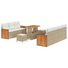 Vidaxl Vrtna sedežna garnitura 10 pcs Bež in smetanova 90 x 55 x 71 cm