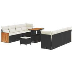 Vidaxl Vrtna sedežna garnitura 11 pcs Črna in krem 90 x 55 x 71 cm