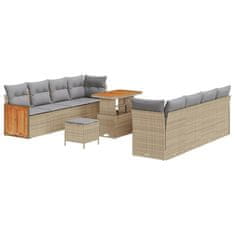 Vidaxl Vrtna sedežna garnitura 11 pcs Bež 90 x 55 x 71 cm poli ratan