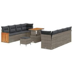 Vidaxl Vrtna sedežna garnitura 11 pcs Siva 90 x 55 x 71 cm poli ratan