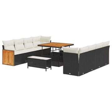 Vidaxl Vrtna sedežna garnitura Črna in krem 231 x 224 x 85 cm