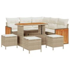 Vidaxl Vrtna sedežna garnitura 8 pcs Bež in smetanova 110 x 55 x 71 cm