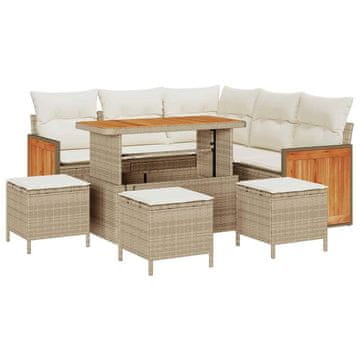 Vidaxl Vrtna sedežna garnitura 8 pcs Bež in smetanova 110 x 55 x 71 cm