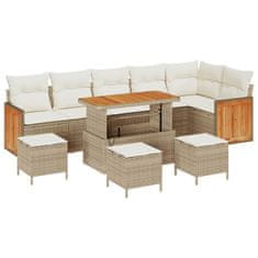Vidaxl Vrtna sedežna garnitura 10 pcs bež in krem 110 x 55 x 71 cm