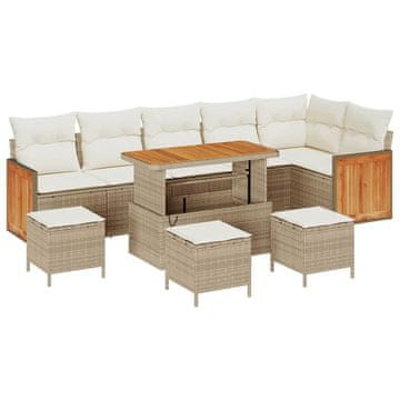 Vidaxl Vrtna sedežna garnitura 10 pcs bež in krem 110 x 55 x 71 cm