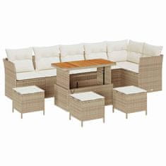 Vidaxl Vrtna sedežna garnitura 10 pcs bež in krem 110 x 55 x 71 cm