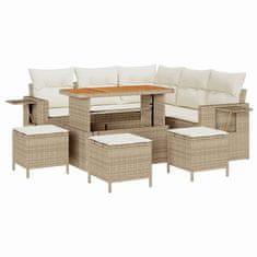 Vidaxl Vrtna sedežna garnitura 9 pcs bež in krem 110 x 55 x 71 cm