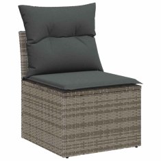 Vidaxl Vrtna sedežna garnitura z blazino 10 pcs Siva Poly ratan