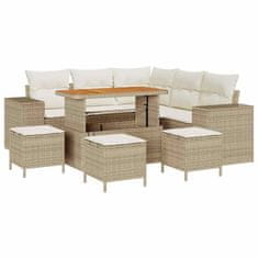 Vidaxl Vrtna sedežna garnitura 9 pcs Bež in smetanova 110 x 55 x 71 cm