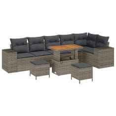 Vidaxl Vrtna sedežna garnitura z blazino 9 pcs Siva 90 x 55 x 71 cm