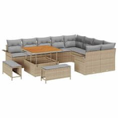 Vidaxl Vrtna sedežna garnitura z blazino 12 pcs Bež in svetlo siva