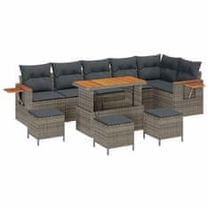 Vidaxl Vrtna sedežna garnitura z blazino 10 pcs Siva 110 x 55 x 71 cm