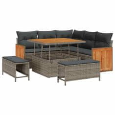 Vidaxl Vrtna sedežna garnitura 8 pcs Siva Temno siva 100 x 100 x 71 cm