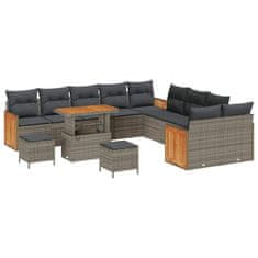 Vidaxl Vrtna sedežna garnitura z blazino 13 pcs Siva 90 x 55 x 71 cm