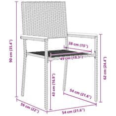 Vidaxl Komplet za jedilnico v vrtu 3 pcs Črna in rjava 90 x 90 x 75 cm