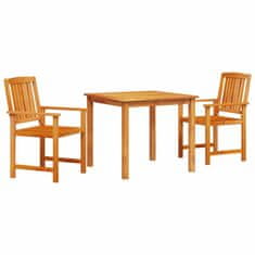 Vidaxl Zunanja jedilna garnitura 3 pcs Naravni les 90 x 90 x 74 cm