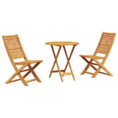 Vidaxl Zunanja garnitura 3 pcs Naravno les 70 x 70 x 75 cm