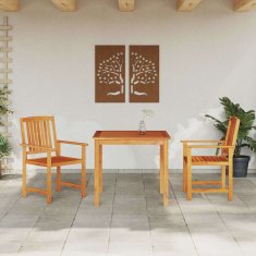 Vidaxl Zunanja jedilna garnitura 3 pcs Naravni les 90 x 90 x 74 cm