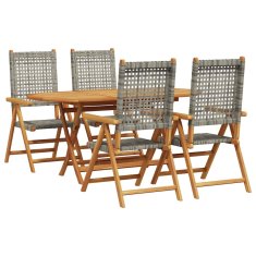Vidaxl Zložljiva vrtna miza 5 pcs Siva