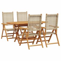 Vidaxl Zložljiva vrtna miza 5 pcs Bež