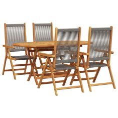 Vidaxl Vrtnoska jedilna garnitura 5 pcs Siva