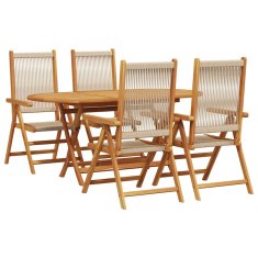 Vidaxl Zložljiva vrtna miza 5 pcs Bež 160x85x75 cm Masiven les akacije