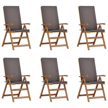 Vidaxl Vrtni Stol 6 szt. Rjava in siva 57 x 71.5 x 104 cm
