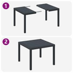 Vidaxl Vrtnu jedilni set 3 pcs Antracit 100 x 100 x 73 cm Polipropilen