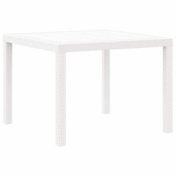 Vidaxl Vrtna miza Bela 100 x 100 x 73 cm poli ratan