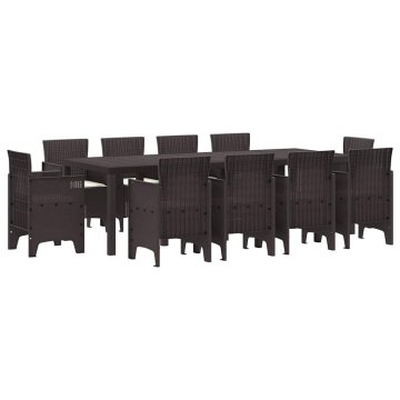 Vidaxl Komplet za jedilnico v vrtu 11 pcs Rjava Polt rattan