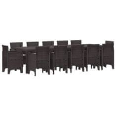 Vidaxl Komplet za jedilnico v vrtu 13 pcs Rjava in taupe Poly ratan
